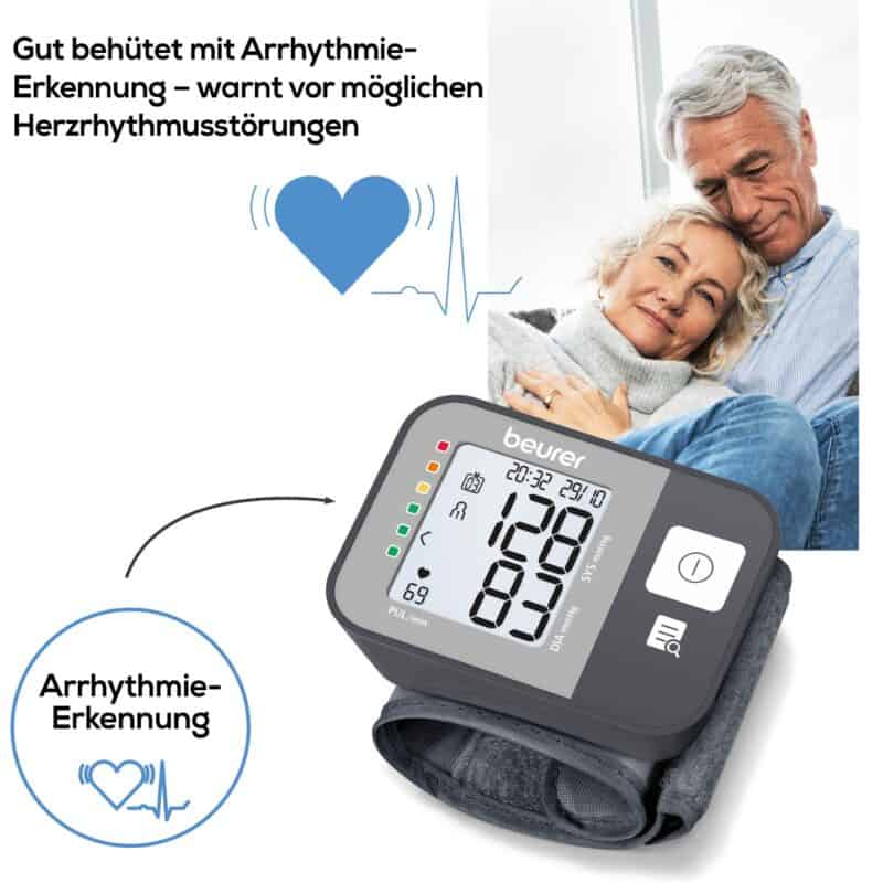 Digitales Blutdruckmessgerät zur Erkennung von Herzrhythmusstörungen, einfach zu bedienen.