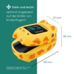 Hübscher Giraffen-Design Kinder-Pulsmesser, speziell für Kinderfingergöße geeignet.