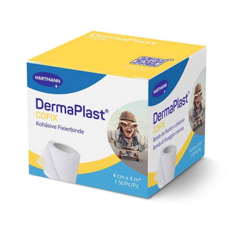 Alt Text: Die qualitative Kohäsive Fixierbinde von DermaPlast COFIX, ideal für medizinische Verbandanwendungen.