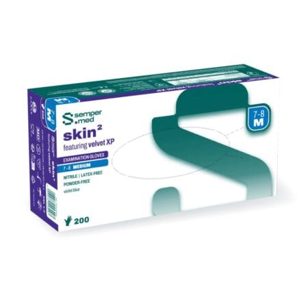 Ein- und Ausatzhandschuhe für medizinische Untersuchungen, semi med skin2, violetblau.