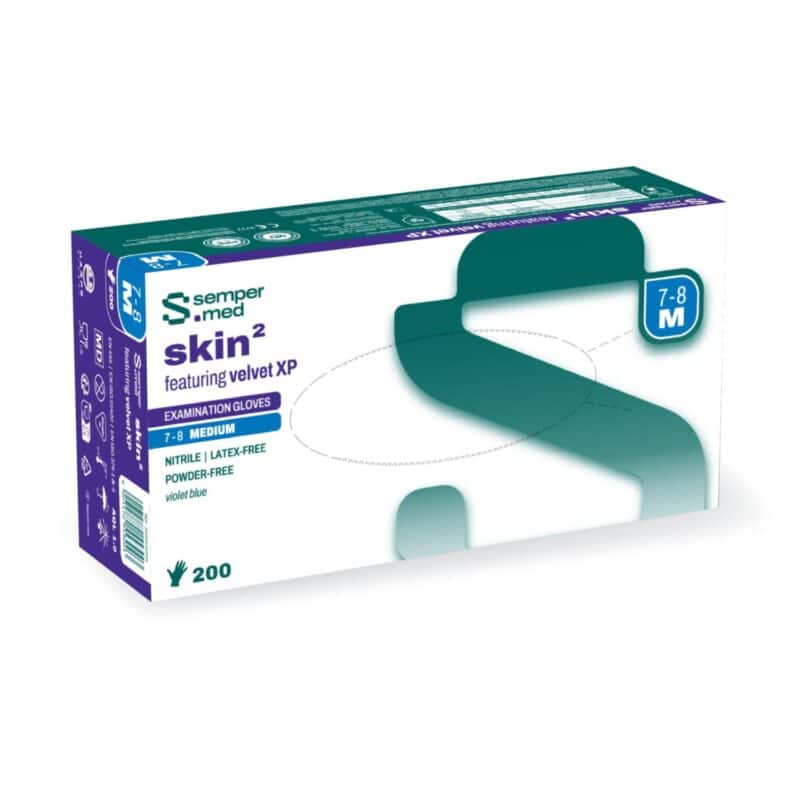 Ein- und Ausatzhandschuhe für medizinische Untersuchungen, semi med skin2, violetblau.
